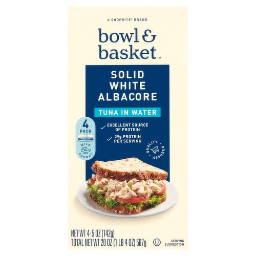 Bowl & Basket Solid White Albacore Tuna in Water, 5 oz, 4 count