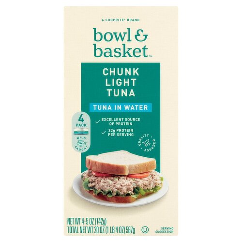 Bowl & Basket Chunk Light Tuna in Water, 5 oz, 4 count