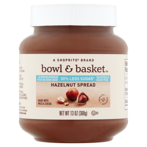Bowl & Basket 30% Less Sugar Hazelnut Spread, 13 oz