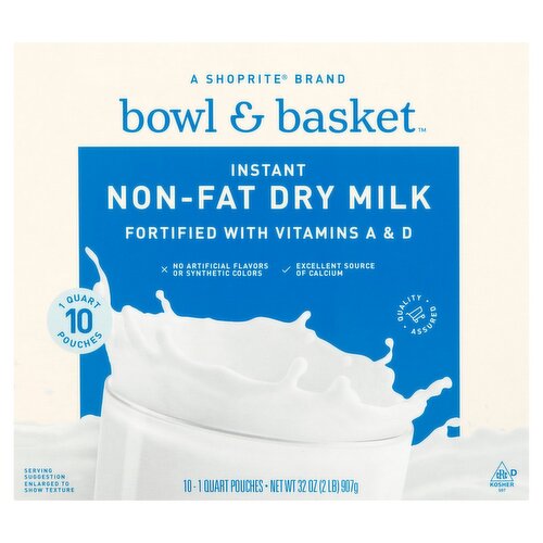 Bowl & Basket Instant Non-Fat Dry Milk, 1 quart, 10 count