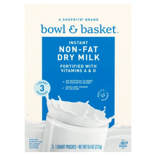 Bowl & Basket Instant Non-Fat Dry Milk, 1 quart, 3 count