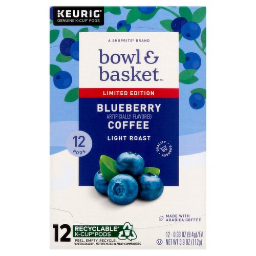 Bowl & Basket Light Roast Blueberry Coffee K-Cup Pods Limited Edition, 0.33 oz, 12 count