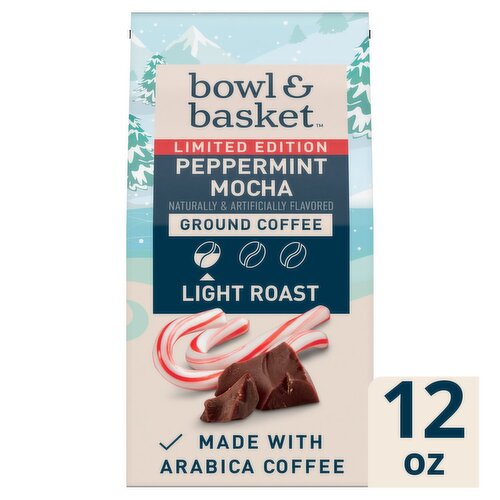 Bowl & Basket Peppermint Mocha Light Roast Ground Coffee Limited Edition, 12 oz