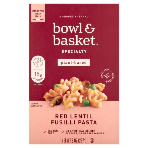 Bowl & Basket Specialty Plant-Based Red Lentil Fusilli Pasta, 8 oz