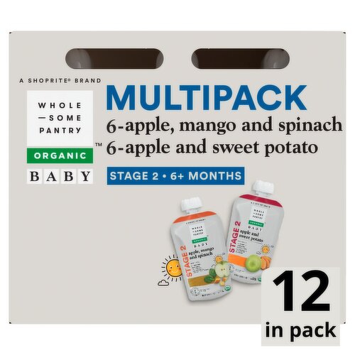 Wholesome Pantry Organic Baby Food Variety Pack, Stage 2, 6+ Months, 4 oz, 12 count