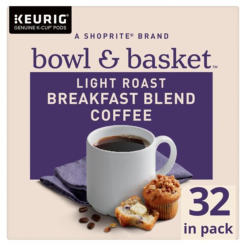 Bowl & Basket Light Roast Breakfast Blend Coffee K-Cup Pods Value Pack, 0.31 oz, 32 count