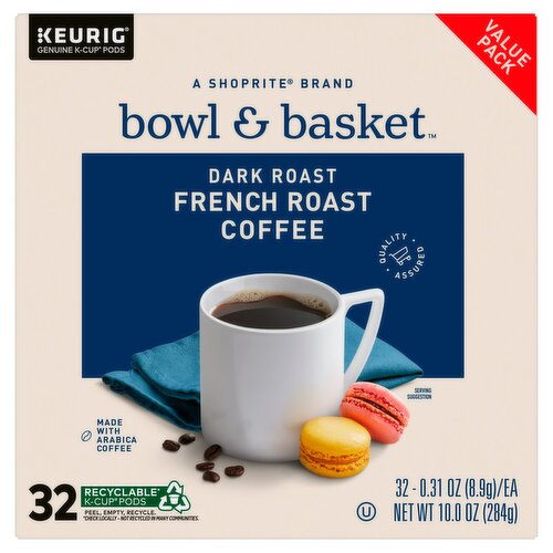 Bowl & Basket Dark Roast French Roast Coffee K-Cup Pods Value Pack, 0.31 oz, 32 count