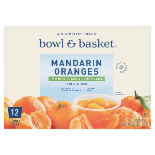 Bowl & Basket Mandarin Oranges in White Grape & Lemon Juice, 4 oz, 12 count