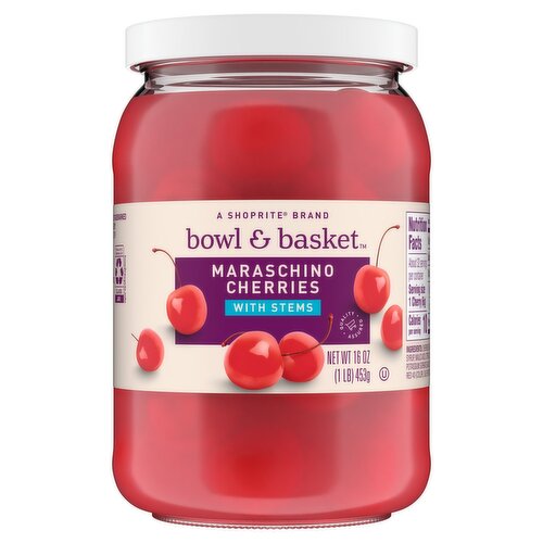 Bowl & Basket Maraschino Cherries with Stems, 16 oz