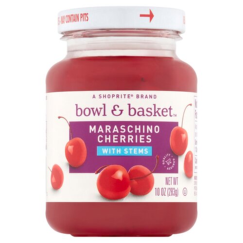 Bowl & Basket Maraschino Cherries with Stems, 10 oz