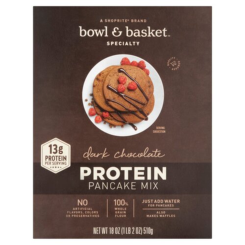 Bowl & Basket Specialty Dark Chocolate Protein Pancake Mix, 18 oz
