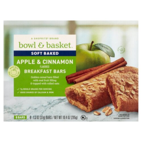 Bowl & Basket Soft Baked Apple & Cinnamon Flavored Breakfast Bars, 1.3 oz, 8 count