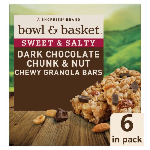 Bowl & Basket Sweet & Salty Dark Chocolate Chunk & Nut Chewy Granola Bars, 1.23 oz, 6 count