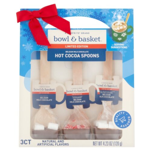 Bowl & Basket Belgian Milk Chocolate Hot Cocoa Spoons Limited Edition, 3 count, 4.23 oz