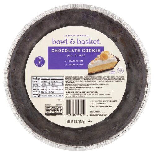 Bowl & Basket Chocolate Cookie 9" Pie Crust, 6 oz