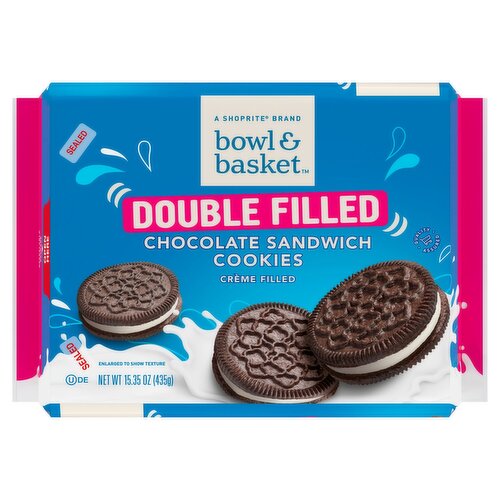 Bowl & Basket Double Crème Filled Chocolate Sandwich Cookies, 15.35 oz