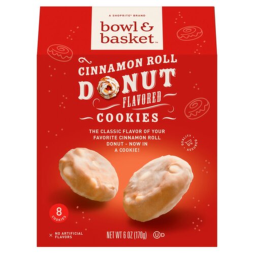 Bowl & Basket Cinnamon Roll Donut Flavored Cookies, 8 count, 6 oz