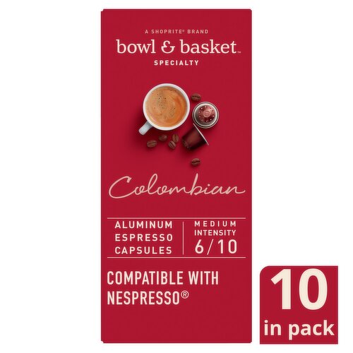 Bowl & Basket Specialty Colombian Aluminum Espresso Capsules, 0.194 oz, 10 count