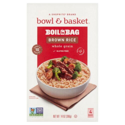 Bowl & Basket Boil in Bag Whole Grain Brown Rice, 4 count, 14 oz