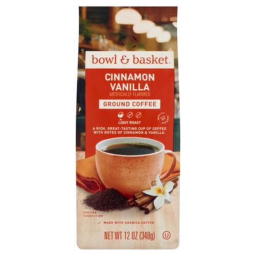 Bowl & Basket Cinnamon Vanilla Light Roast Ground Coffee, 12 oz