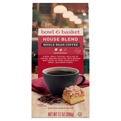 Bowl & Basket House Blend  Medium Roast Whole Bean Coffee, 12 oz