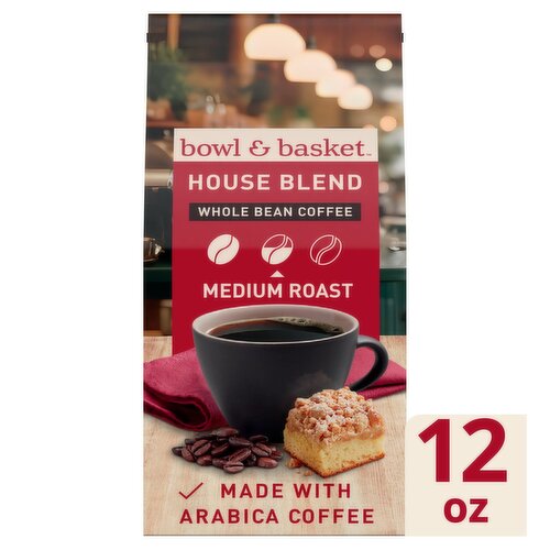 Bowl & Basket House Blend  Medium Roast Whole Bean Coffee, 12 oz