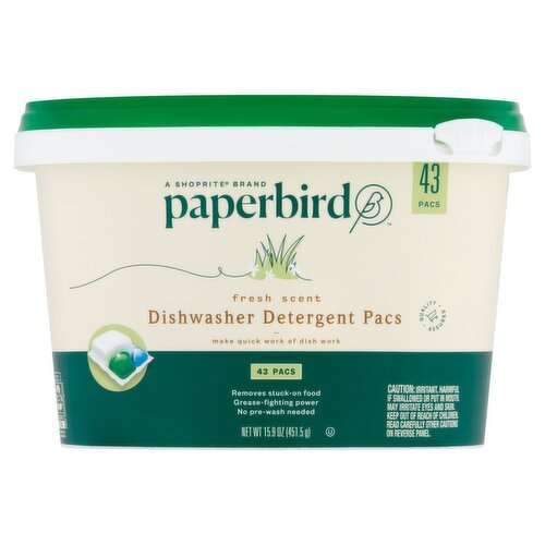 Paperbird Fresh Scent Dishwasher Detergent Pacs, 43 count, 15.9 oz