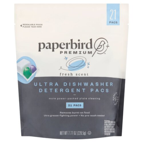 Paperbird Premium Fresh Scent Ultra Dishwasher Detergent Pacs, 21 count, 7.77 oz