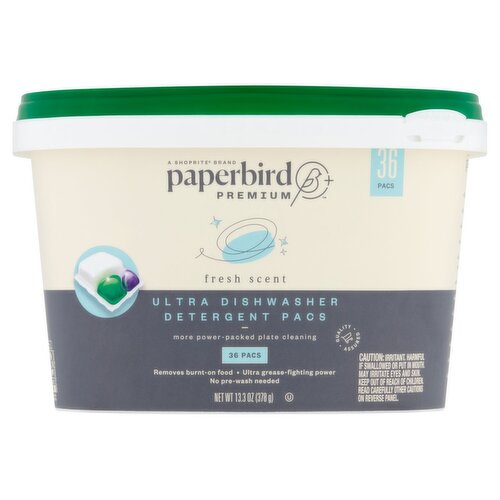 Paperbird Premium Fresh Scent Ultra Dishwasher Detergent Pacs, 36 count, 13.3 oz