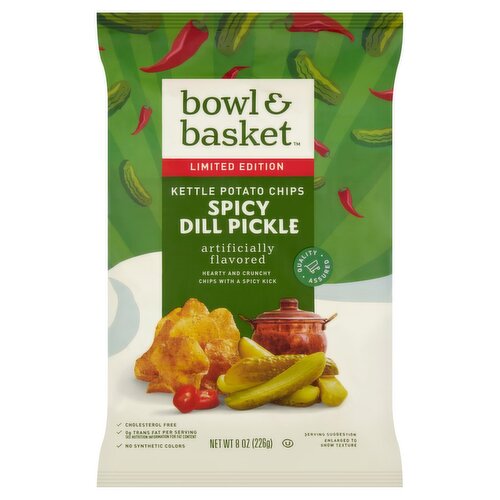 Bowl & Basket Spicy Dill Pickle Kettle Potato Chips Limited Edition, 8 oz