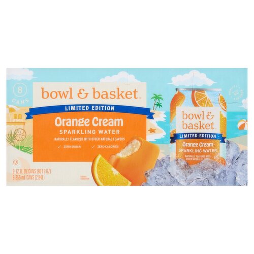 Bowl & Basket Orange Cream Sparkling Water Limited Edition, 12 fl oz, 8 count