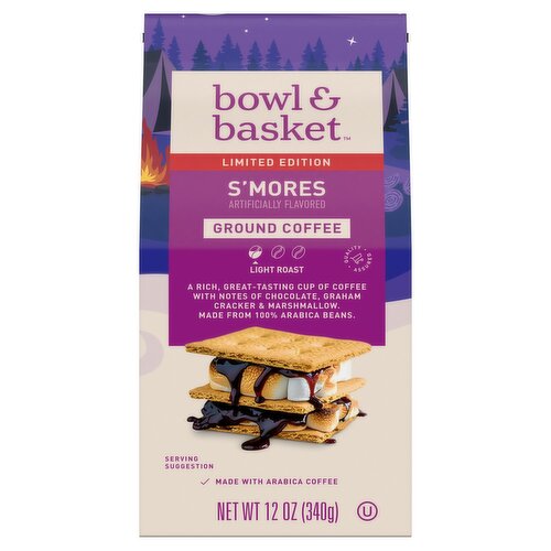 Bowl & Basket Light Roast S'mores Ground Coffee Limited Edition, 12 oz