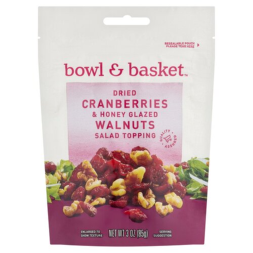 Bowl & Basket Dried Cranberries & Honey Glazed Walnuts Salad Topping, 3 oz