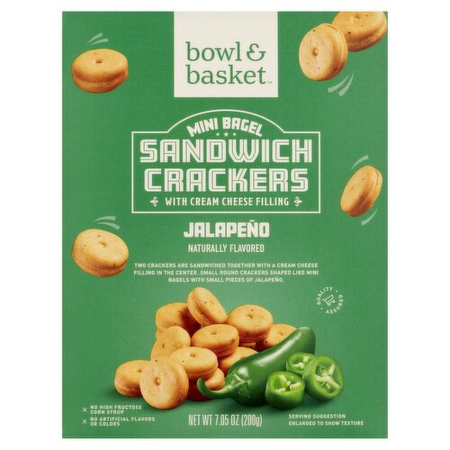 Bowl & Basket Jalapeño Mini Bagel Sandwich Crackers, 7.05 oz
