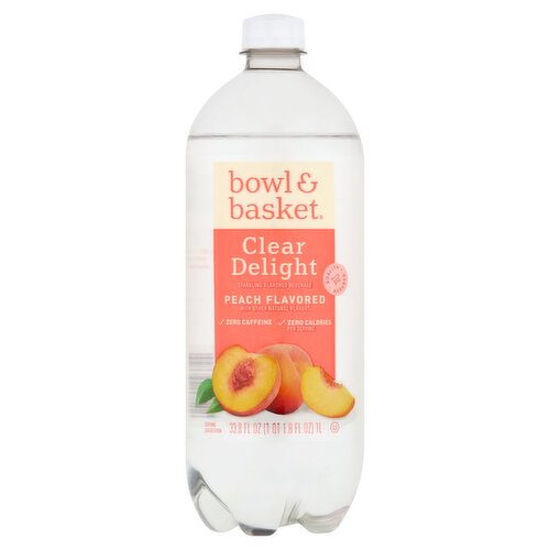 Bowl & Basket Clear Delight Sparkling Peach Flavored Beverage, 33.8 fl oz