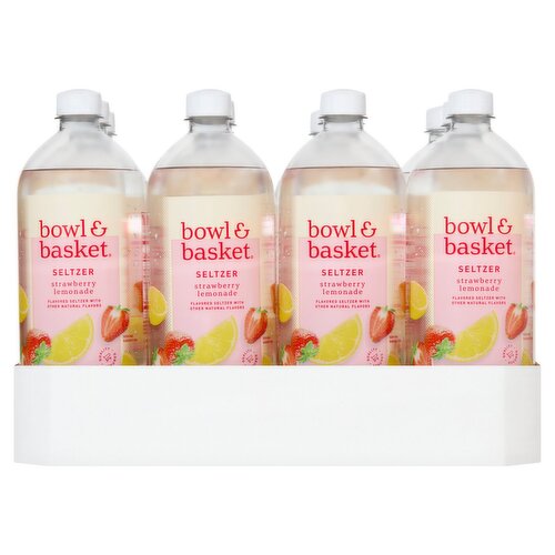 Bowl & Basket Strawberry Lemonade Seltzer, 33.8 fl oz, 12 count
