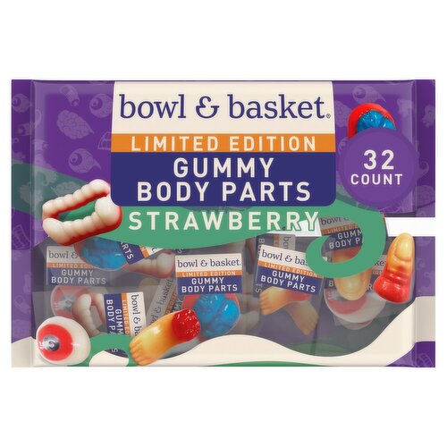 Bowl & Basket Strawberry Gummy Body Parts Limited Edition, 32 count, 8.47 oz