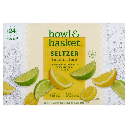 Bowl & Basket Lemon Lime Seltzer, 12 fl oz, 24 count