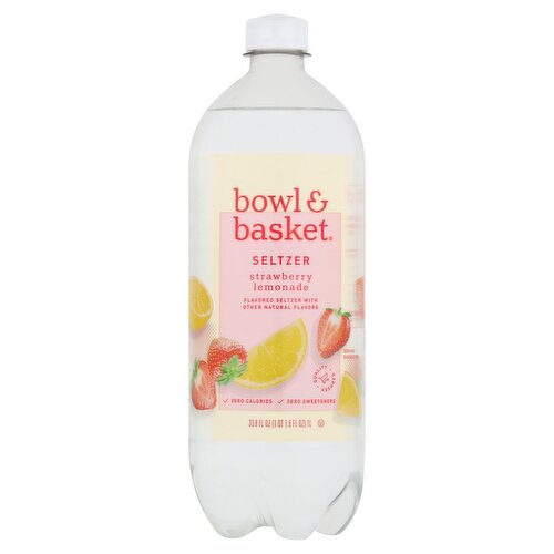 Bowl & Basket Strawberry Lemonade Seltzer, 33.8 fl oz