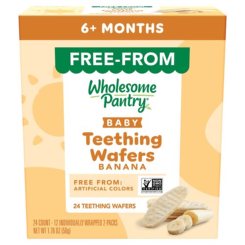 Wholesome Pantry Banana Baby Teething Wafers, 6+ Months, 24 Count, 1.76 oz