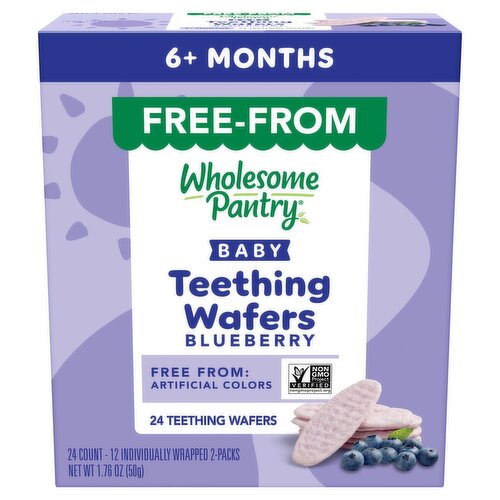 Wholesome Pantry Blueberry Baby Teething Wafers, 6+ Months, 24 Count, 1.76 oz