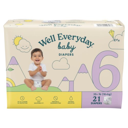 Well Everyday Baby Diapers,Size 6, 35+ lb, 21 count