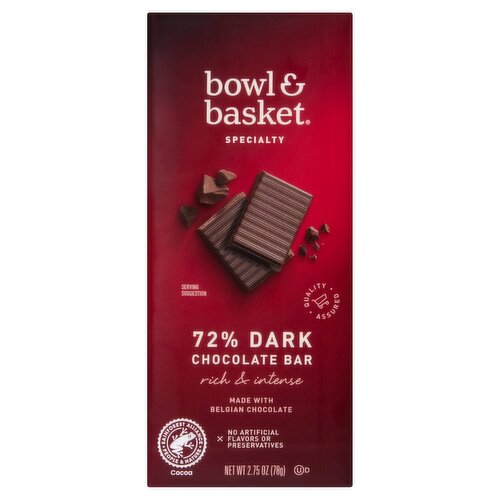 Bowl & Basket Specialty 72% Dark Chocolate Bar, 2.75 oz