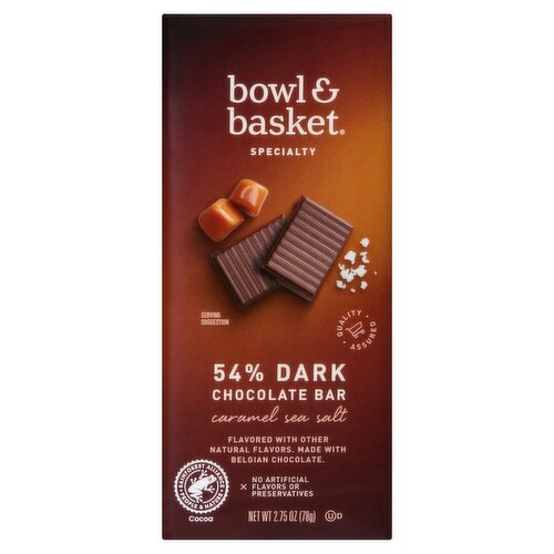 Bowl & Basket Specialty Caramel Sea Salt 54% Dark Chocolate Bar, 2.75 oz