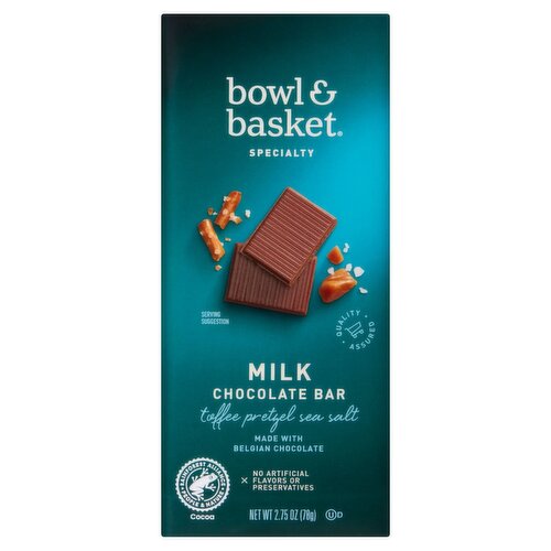 Bowl & Basket Specialty Toffee Pretzel Sea Salt Milk Chocolate Bar, 2.75 oz