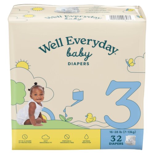 Well Everyday Baby Diapers,Size 3, 16-28 lb, 32 count