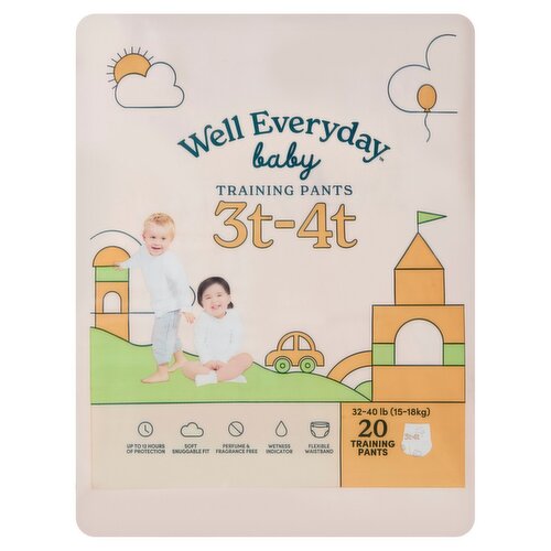 Well Everyday Baby Training Pants,Size 3t-4t, 32-40 lb, 20 count