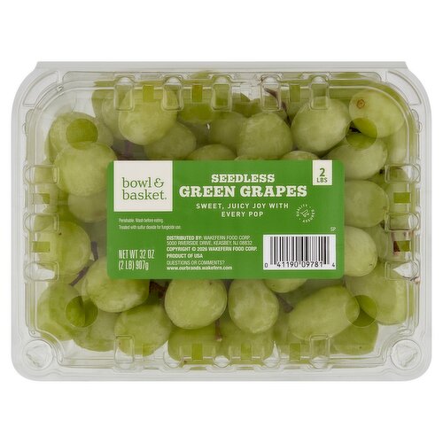 Bowl & Basket Seedless Green Grapes, 32 oz