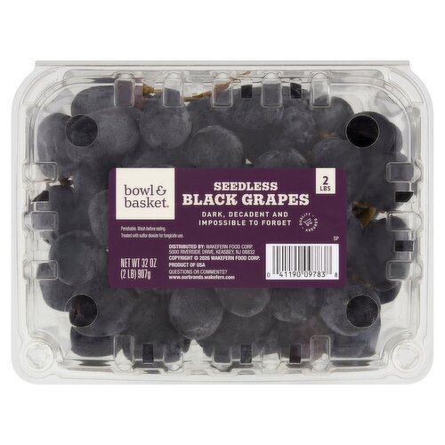 Bowl & Basket Seedless Black Grapes, 32 oz