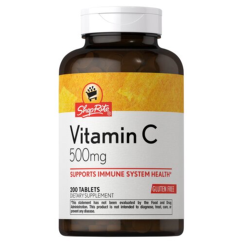 ShopRite Vitamin C Support Immune System Health Dietary Supplement, 500 mg, 200 count